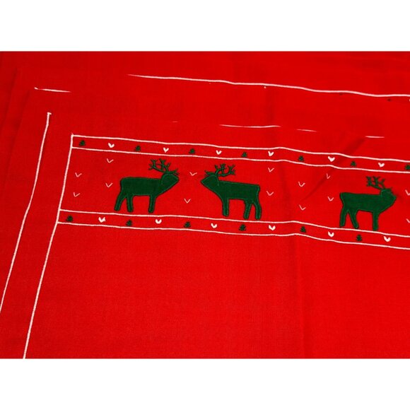 Carson Pirie Scott Red Green Reindeer Cloth Placemats Set of 6 Christmas Table - Picture 4 of 7